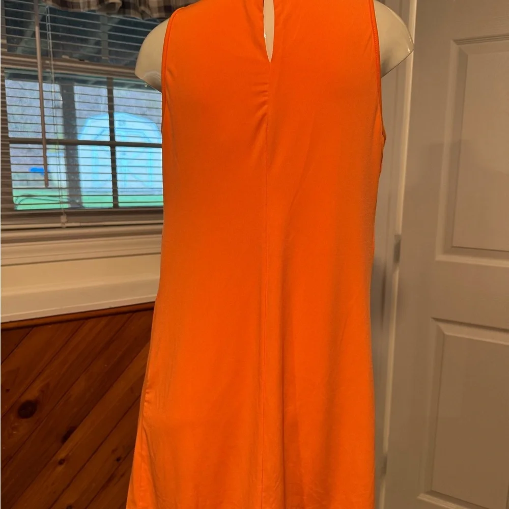Boston Proper Orange Gold Ring Design Pullover Summer Dress size XS Knee length - Picture 4 of 11